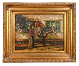 After Winslow HOMER: Man On Horse - Oil On Panel