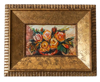 Floral Still Life - Oil On Masonite