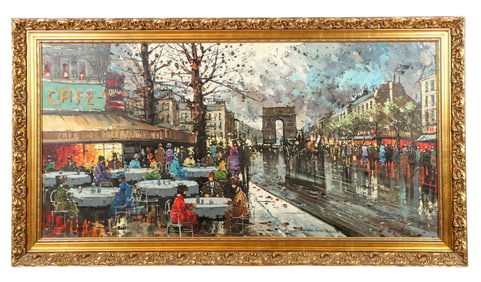 MARCHAND [?]: Paris Street Scene - Oil On Canvas