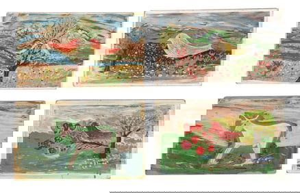 Four Oil Paintings On Paper