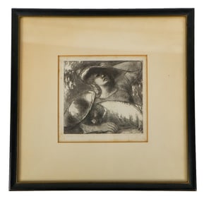 Vintage Etching Of Two Figures
