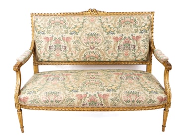 Louis XVI Carved and Gilt Settee