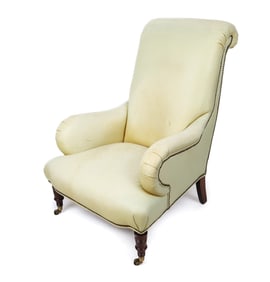 Vanguard Green Leather Wing Chair