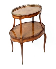 Louis XV Burl Walnut Two Tier Side Table