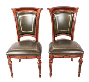 Pair French Empire Mahogany Side Chairs