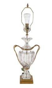 Hollywood Regency Bronze Dore and Crystal Lamp