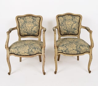 Pair of Louis XV Upholstered Fauteuils