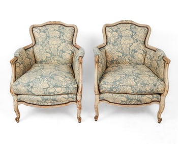 Pair of Louis XV Upholstered Bergeres