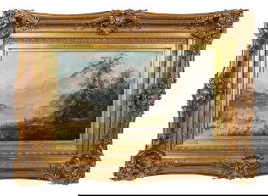 Gilt Framed Hudson River School Landscape Painting