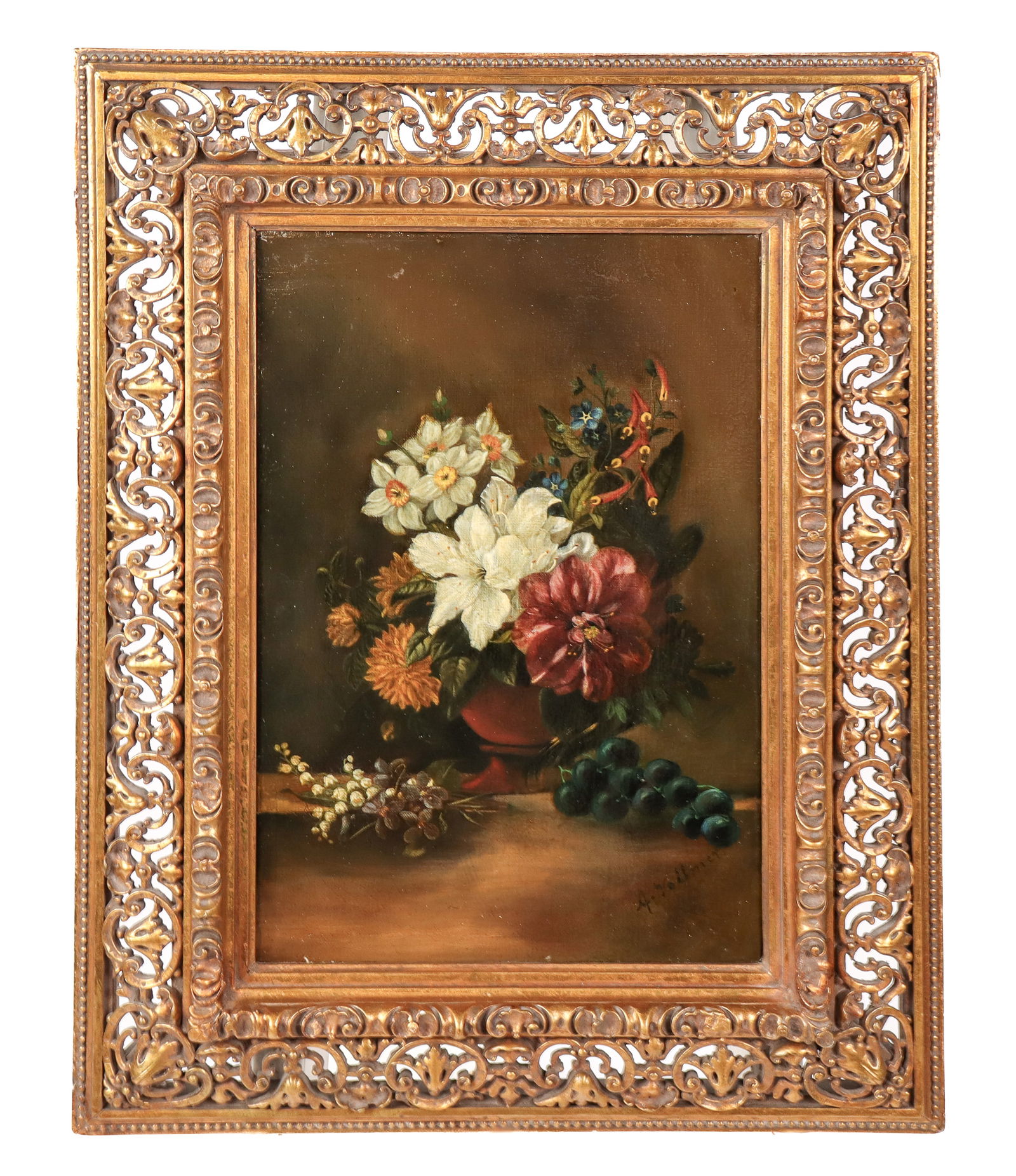 A. VOLLMER: Floral Still Life - Oil on Canvas (1 of 4)