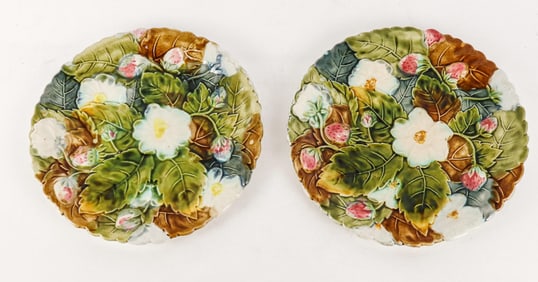 2 19th/20th C. French Barbotine Majolica Plates