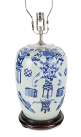 Chinese Blue and White Ginger Jar as a Lamp