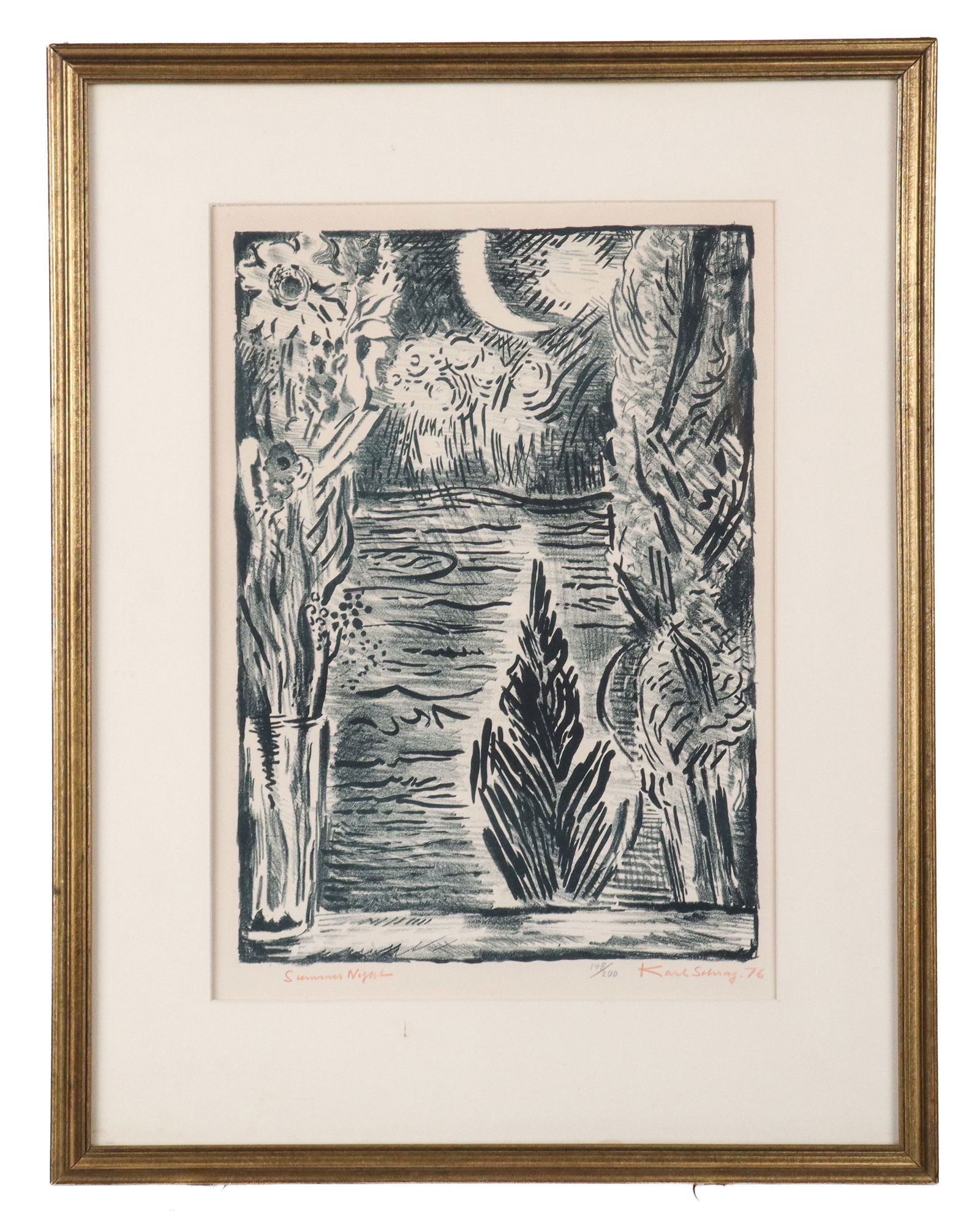 Karl SCHRAG: "Summer Night", 1976 - Lithograph (1 of 10)