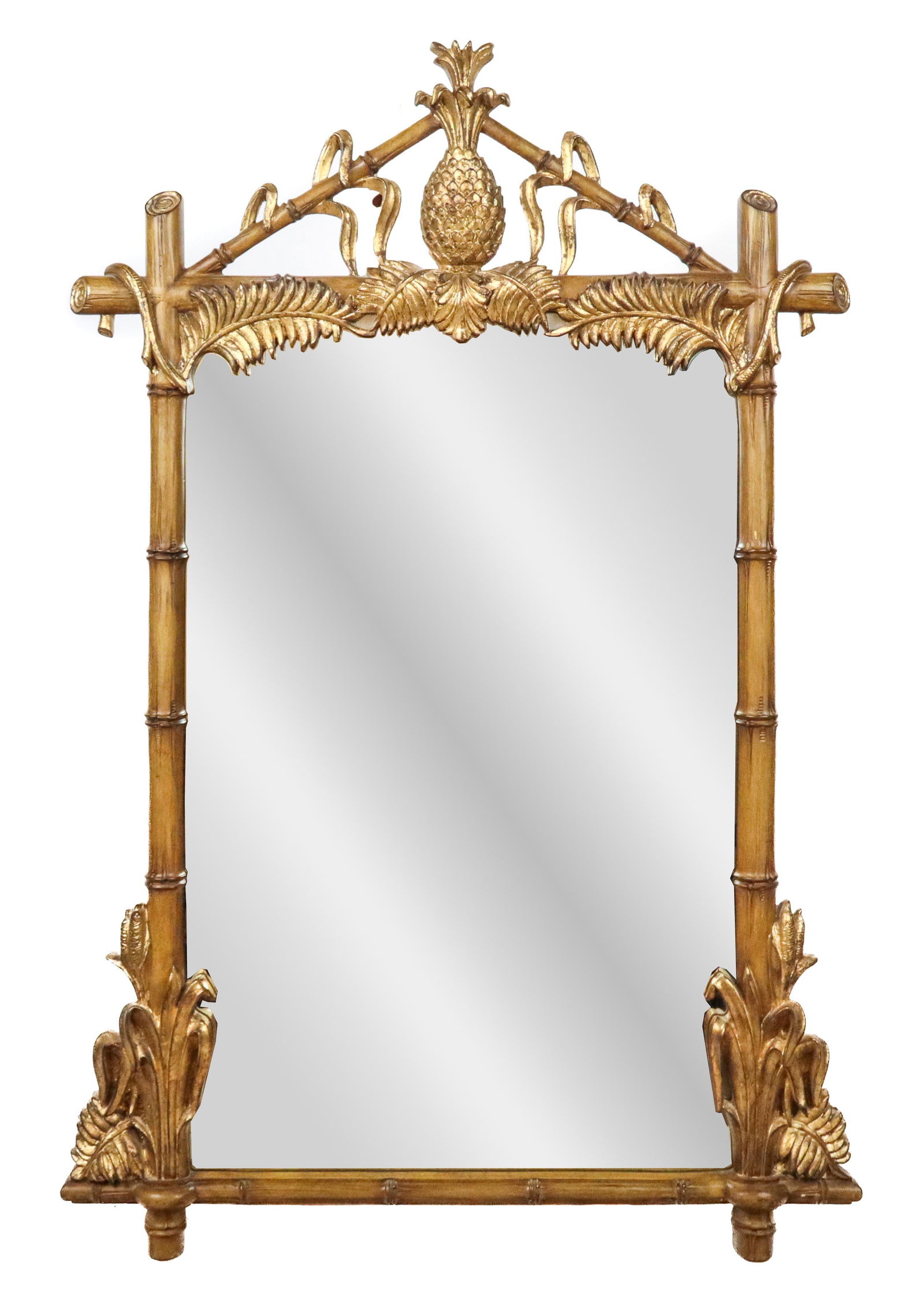 Carved and Painted Faux Bamboo Pineapple Mirror (1 of 9)