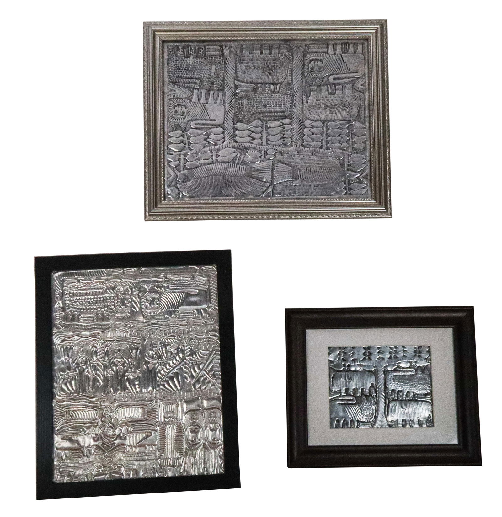 Toyin FOLORUNSO: 3 Framed Aluminum Relief Panels (1 of 10)