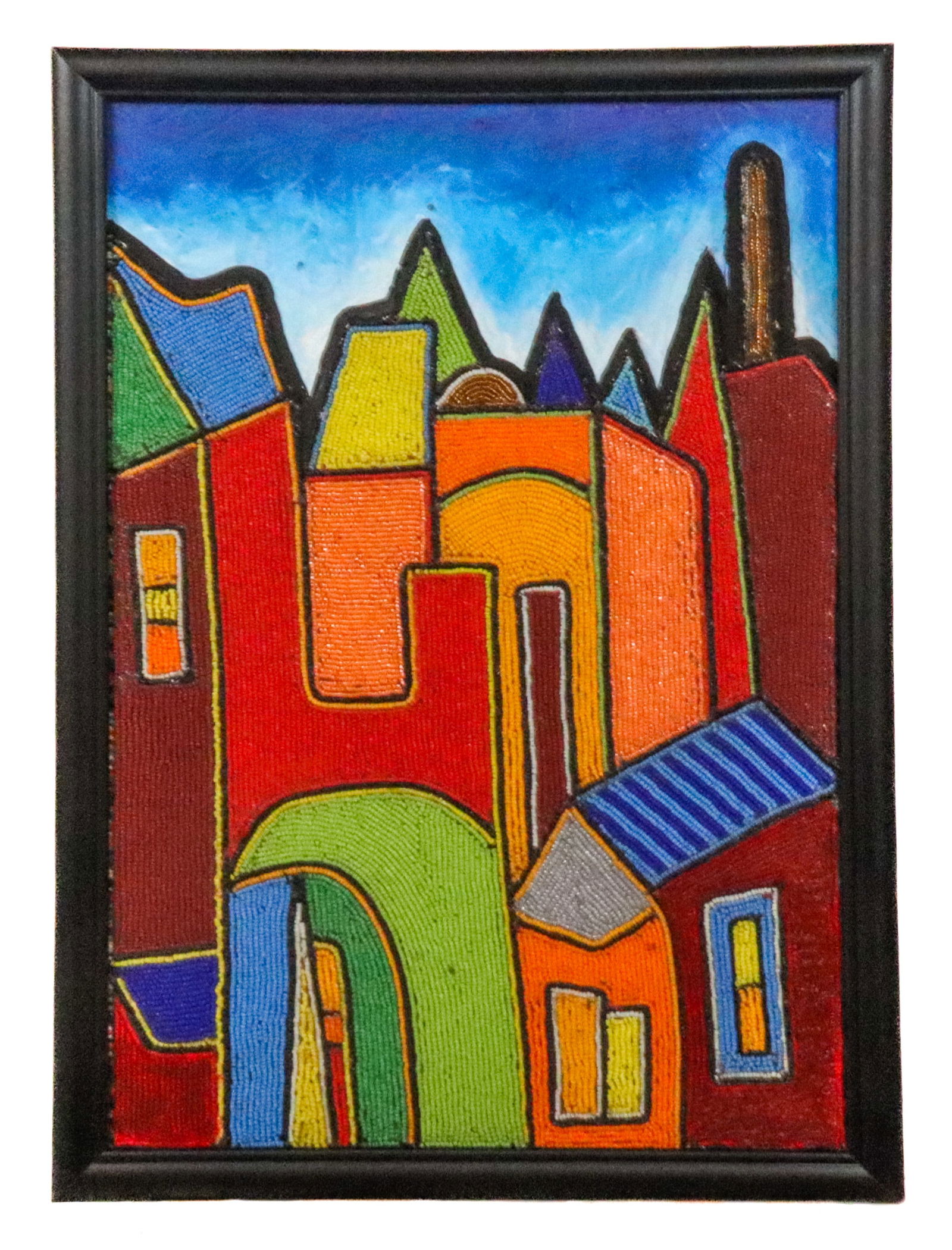 Lanre BURAIMOH: "Old Town" 2023 - Bead Painting (1 of 7)