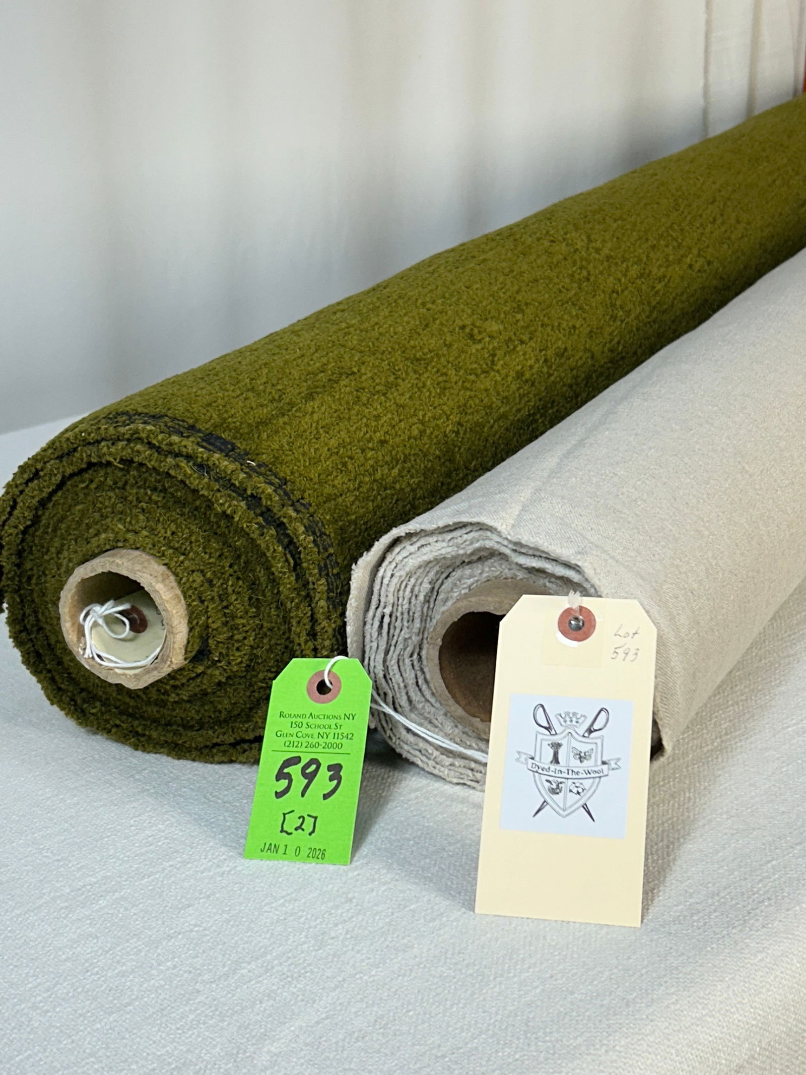 Castel's Belgium Linen And Pierre Frey's Chenille: 1) 6 1/2 yards of Castel's double-wide greige 100% Belgium multi-purpose linen at 120" width, equal to 13 yards of 60"-wide fabric. In great condition. 2) 4 1/4 plush yards of Pierre Frey's olive "Che