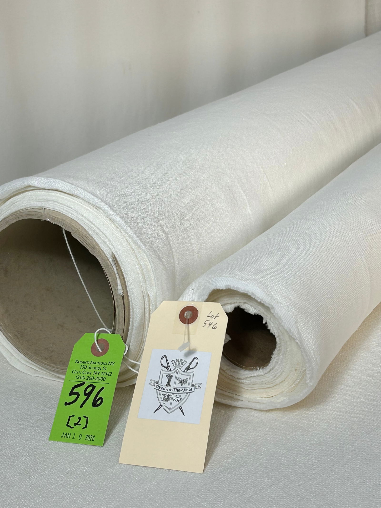 Romo White Linen And Linen Crepe Sheer Fabrics: 1) 8 1/2 yards of Romo's multi-purpose white linen in plain weave, 58" width. In excellent condition. 2) 11 yards of double-wide, 120" width, off-white linen crepe sheer for bed hangings or windows. F