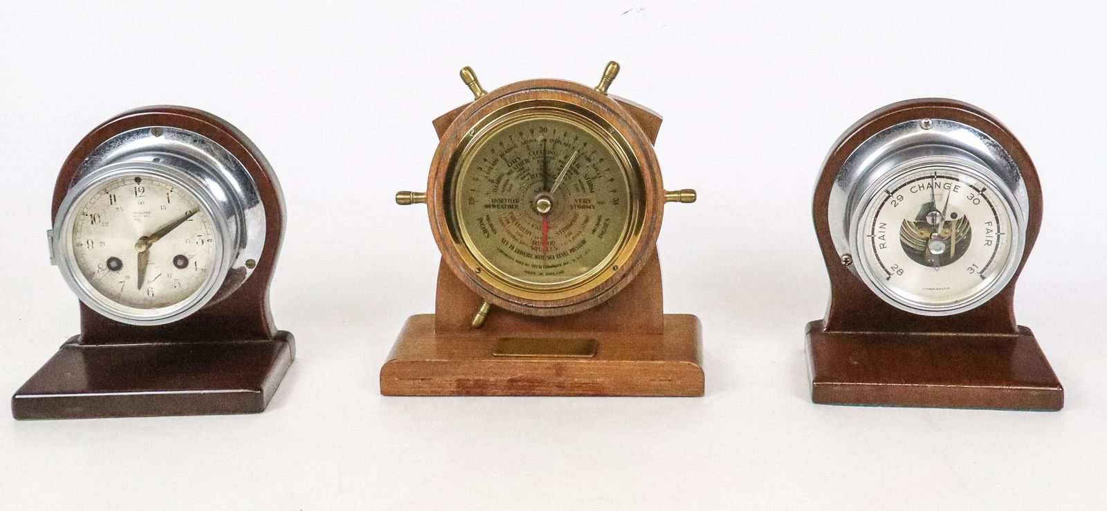 Group of 3 Nautical Barometers / Clocks (1 of 11)