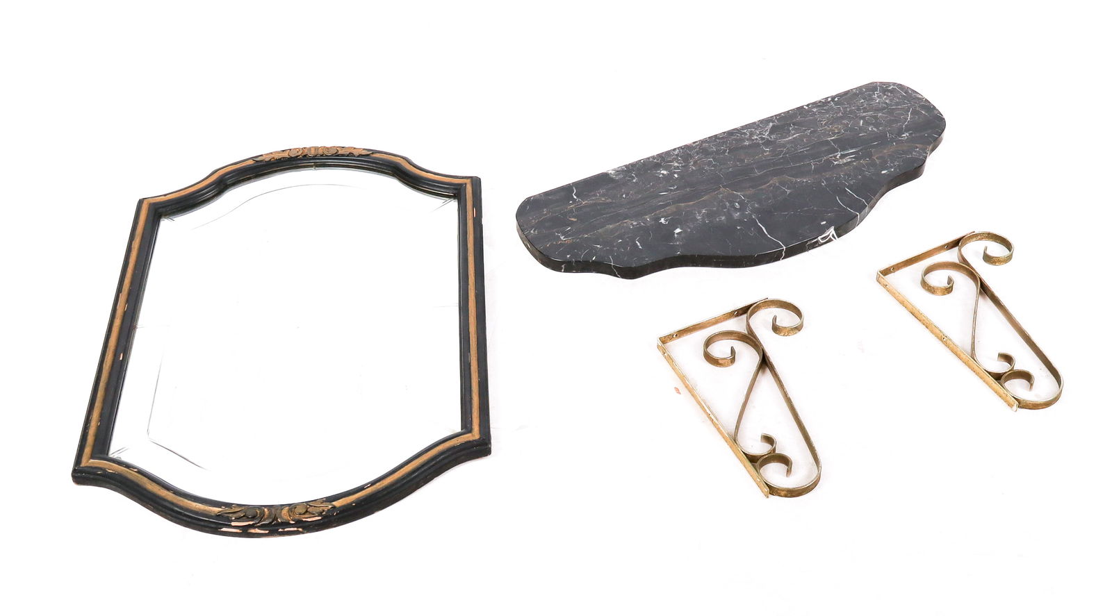 Gilt And Ebonized Mirror Over Bracket Console (1 of 12)