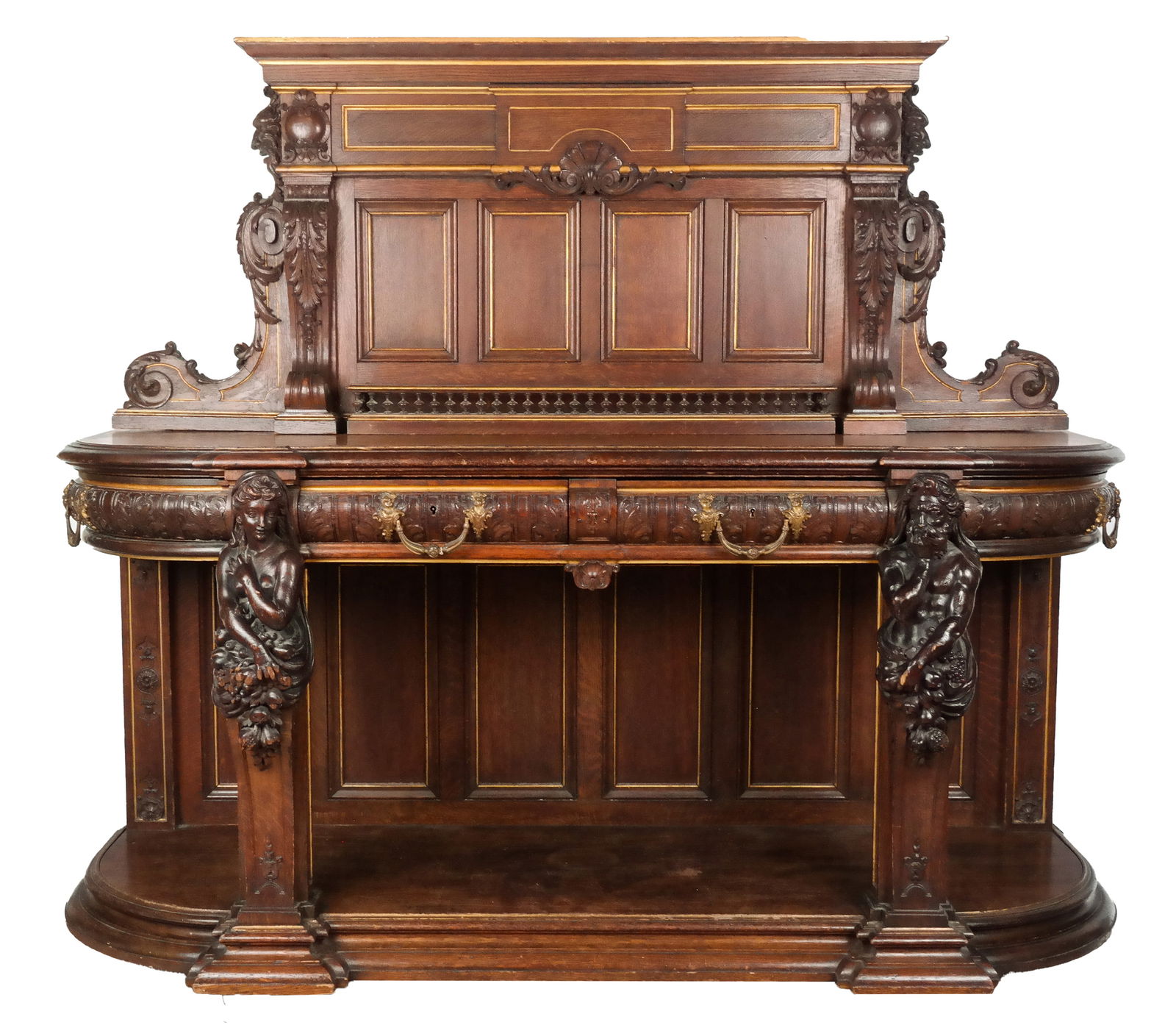 Victorian Allegorically Carved Oak Buffet (1 of 15)