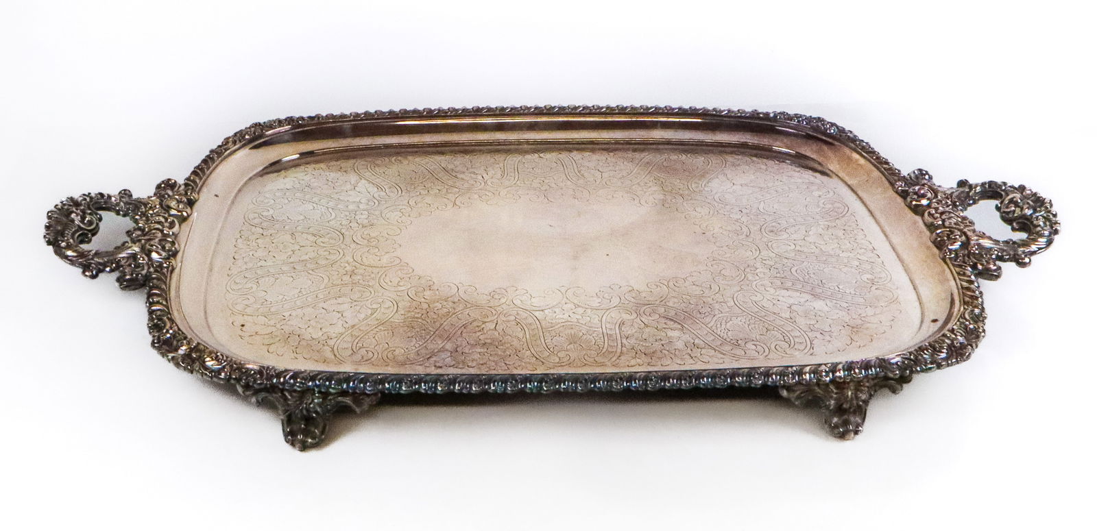 Silver Plate Two Handled Tea Tray (1 of 9)