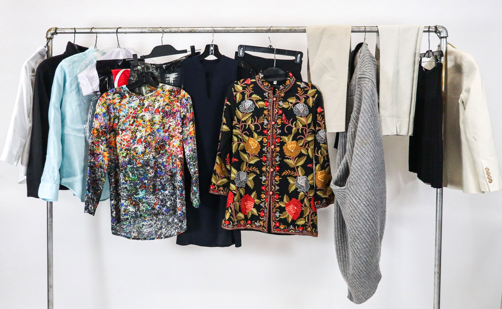 Rag & Bone, Akris, Missoni & Other Womenswear, 22: Assorted womenswear comprising a Linda Richards wool vest with rex fur trim, size S, a Kinross cashmere cardigan, approximately size US 2/4, a Ralph Lauren cashmere and silk blend shrug cardigan, mark