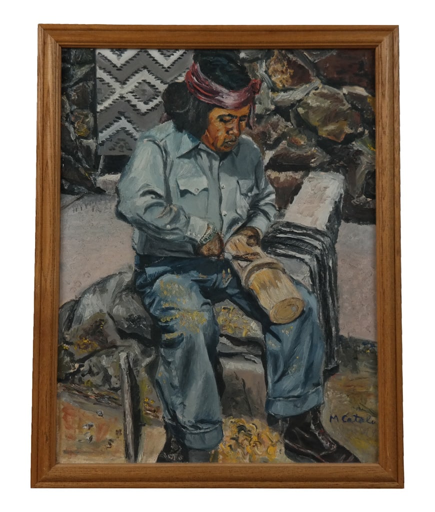 M. CATALU Seated Man Oil on Board (1 of 14)