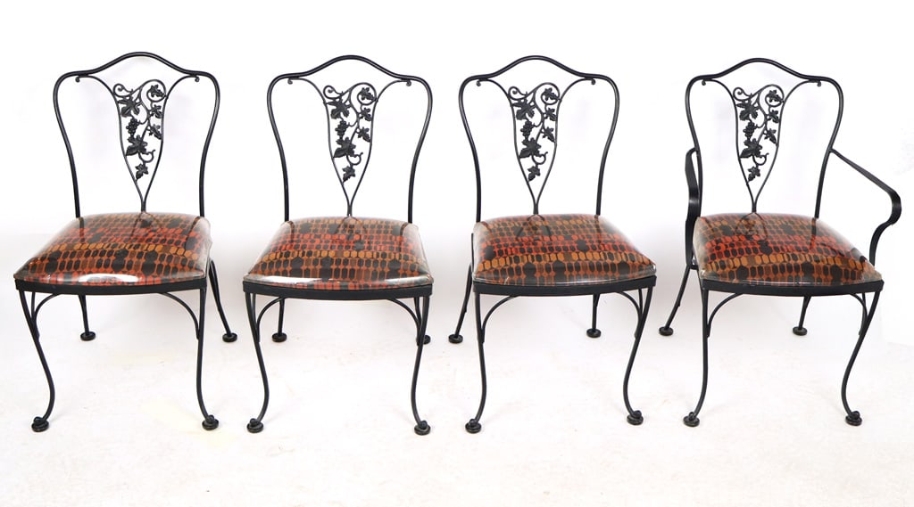 Iron and Grape Decorated Outdoor Dining Set, 5 - 10