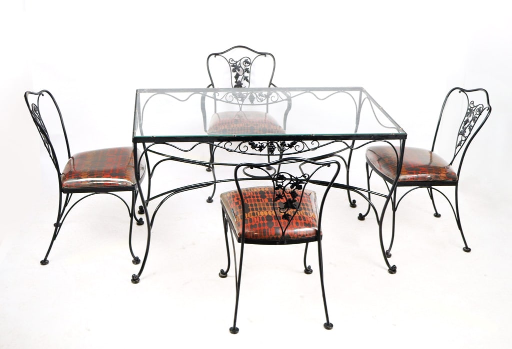 Iron and Grape Decorated Outdoor Dining Set, 5 - 2