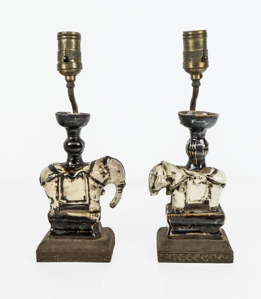 Pair of Elephant Form Candlesticks as Lamps (1 of 11)