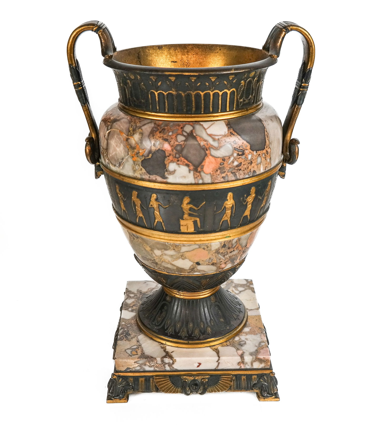 French Empire Egyptian Revival Bronze & Marble Urn (1 of 18)