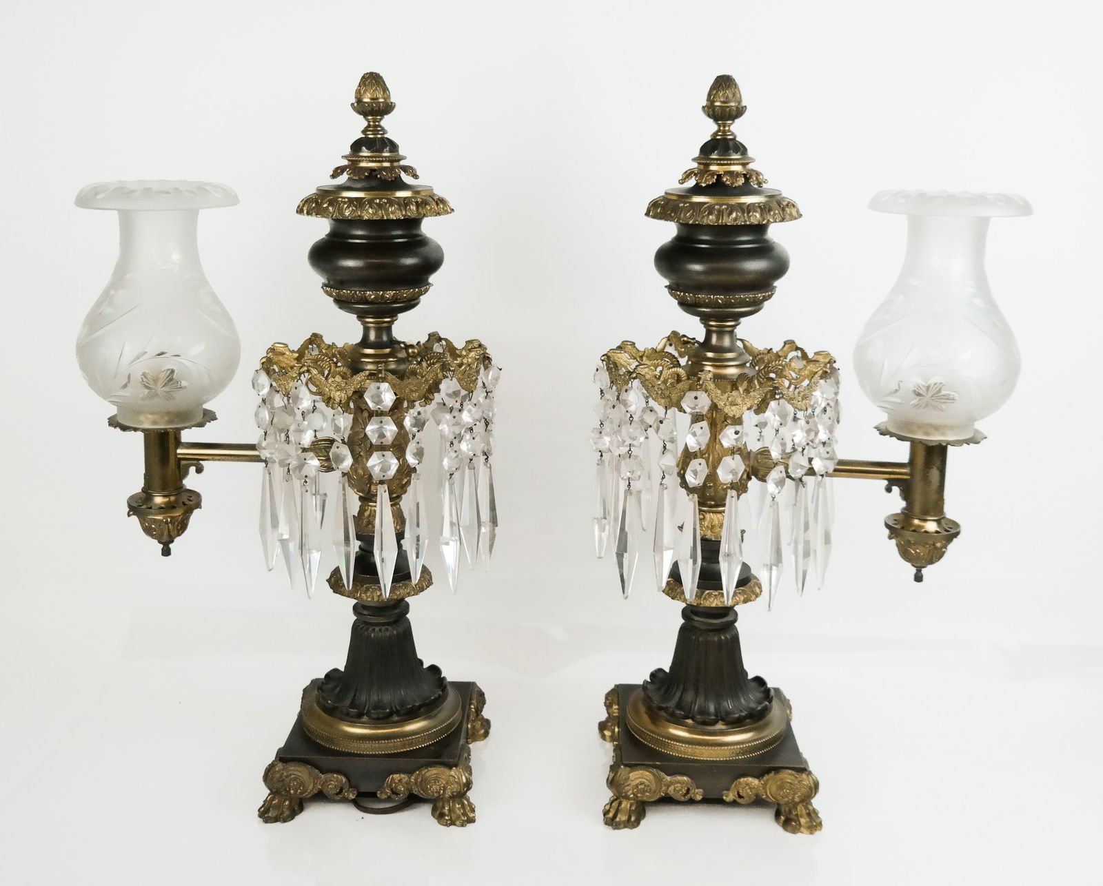 J & I Cox Pair of Victorian Lustre Argand Lamps (1 of 20)