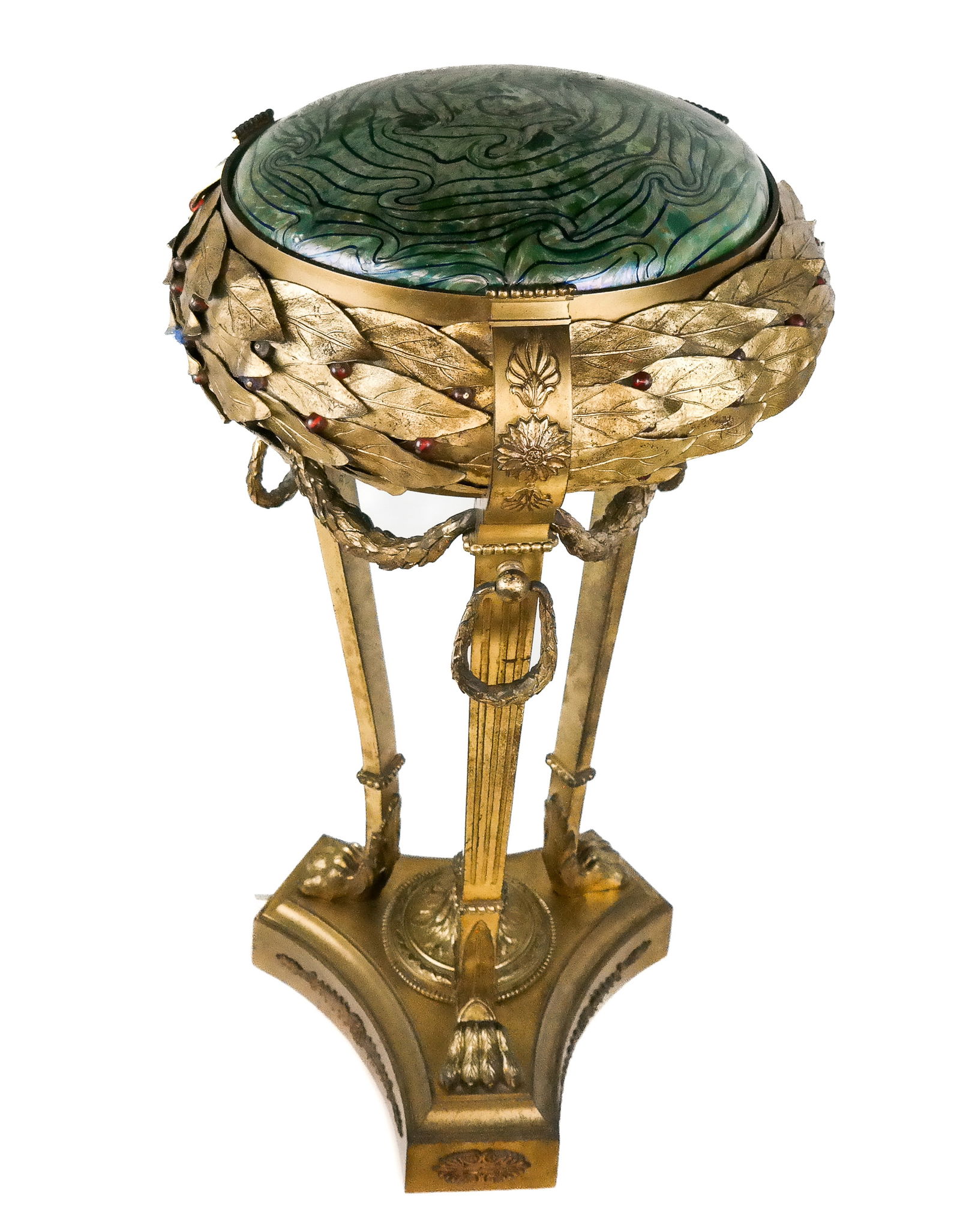 Art Glass and Bronze Dore Neoclassical Table Lamp (1 of 20)