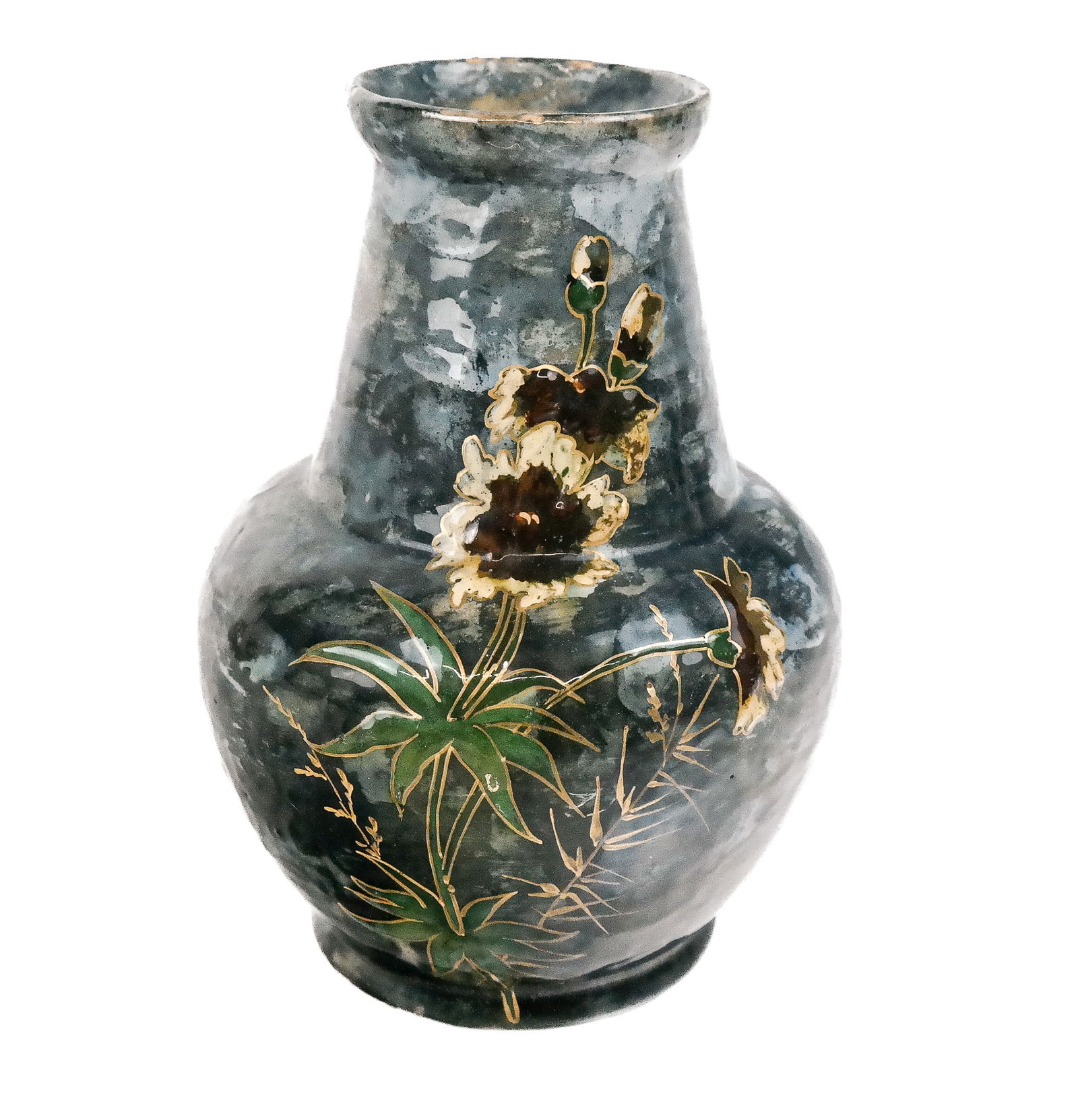 Art Nouveau Floral Decorated Pottery Vase (1 of 9)