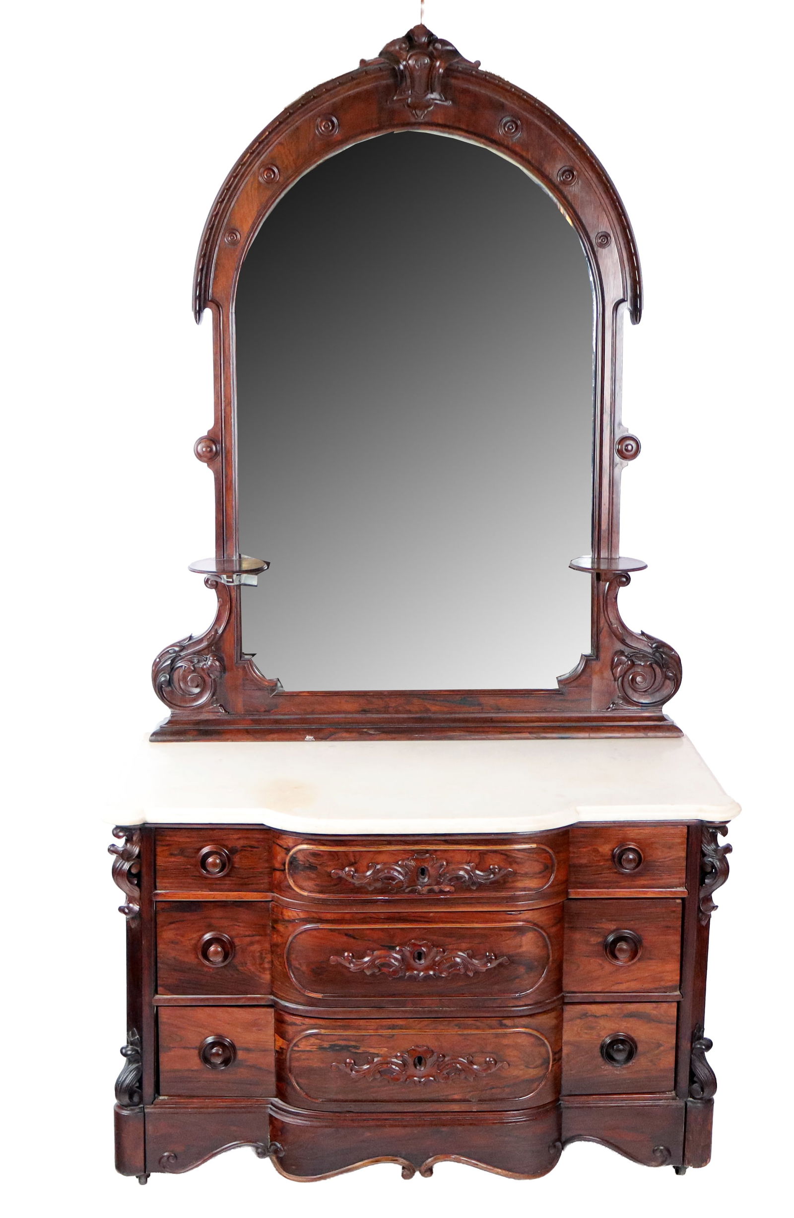 English Victorian Rosewood Carved Chest & Mirror (1 of 18)