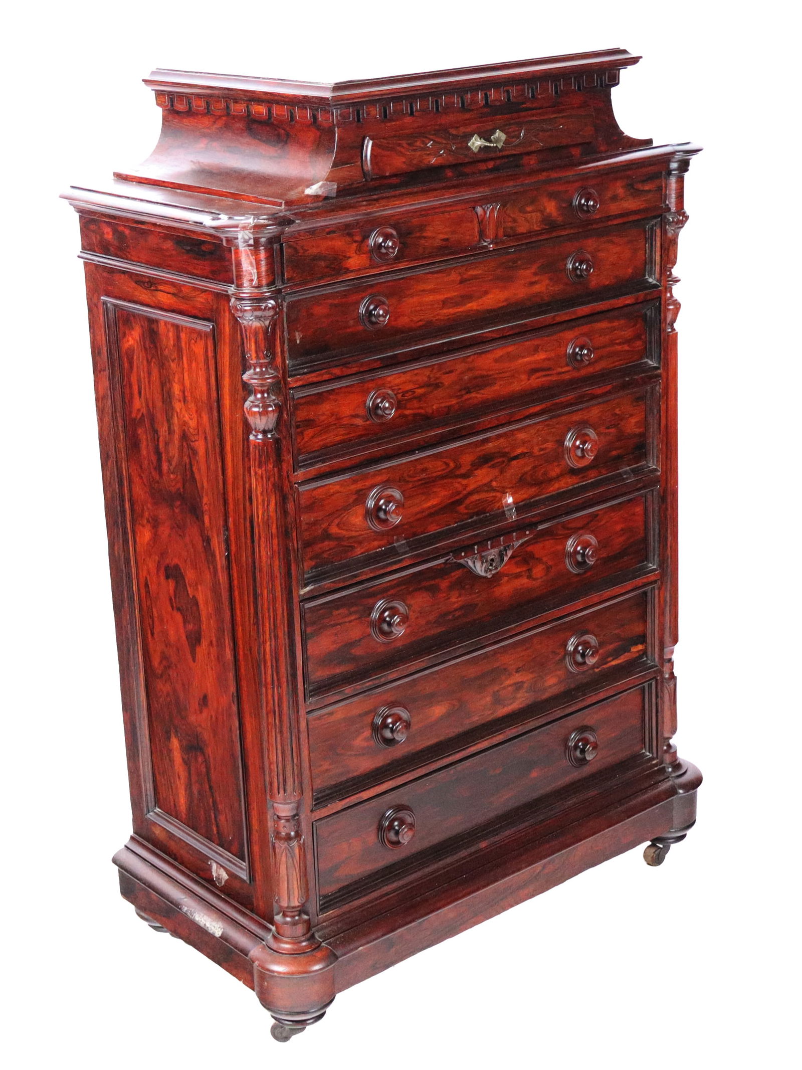 English Victorian Rosewood Tall Chest of Drawers (1 of 15)