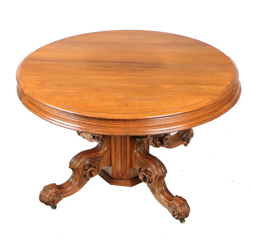Victorian Carved Mahogany Table on Pedestal Base (1 of 19)
