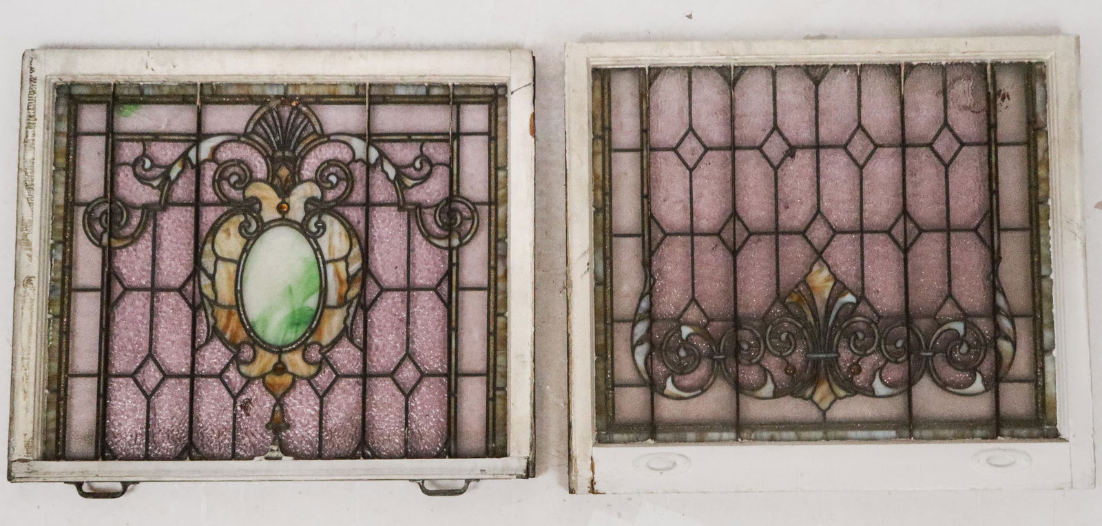Beaux Arts & Crafts Stained Glass Window, 2 Panes (1 of 15)