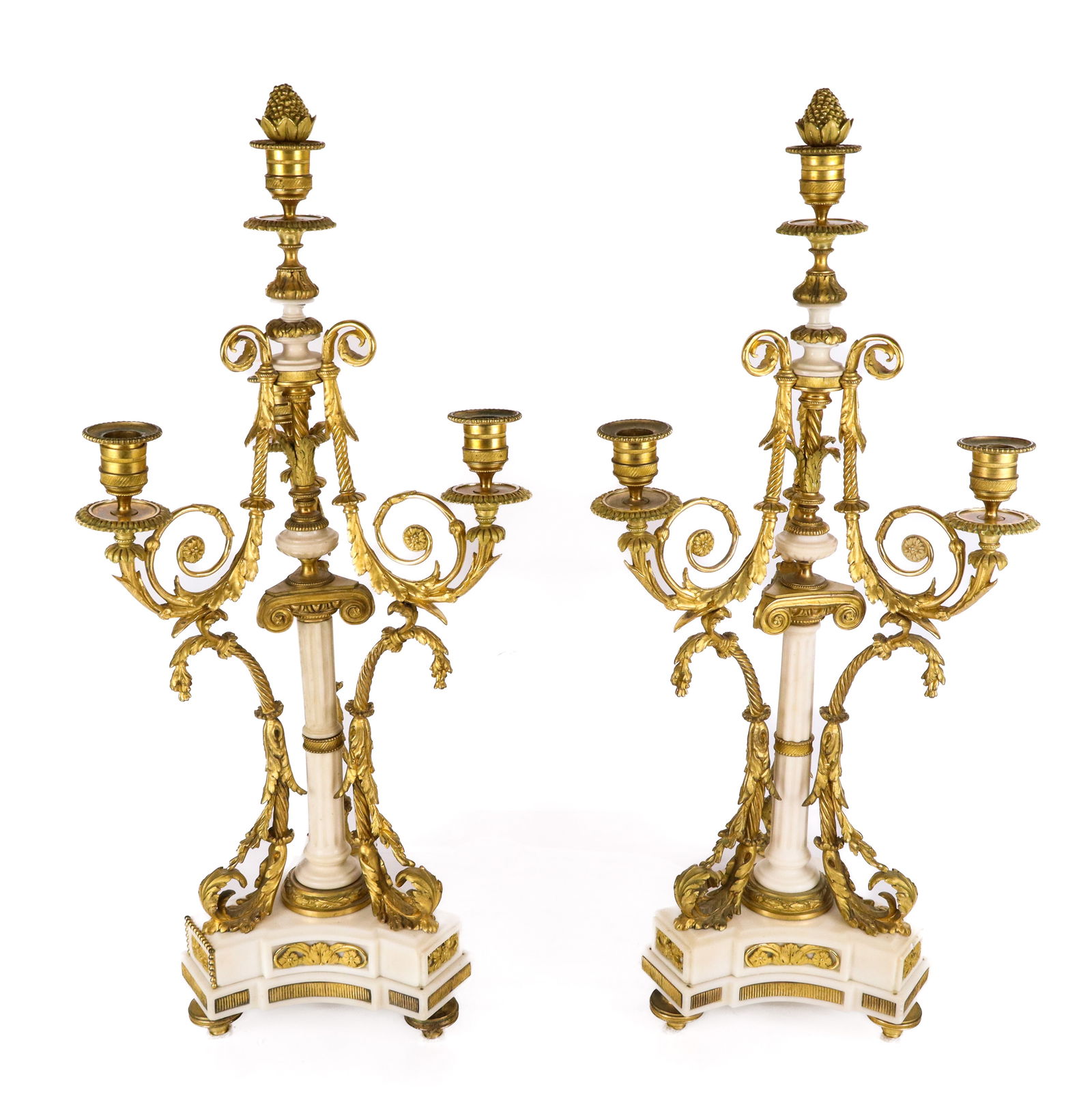 Pair of Louis XIV Gilt Bronze & Marble Candelabra (1 of 17)