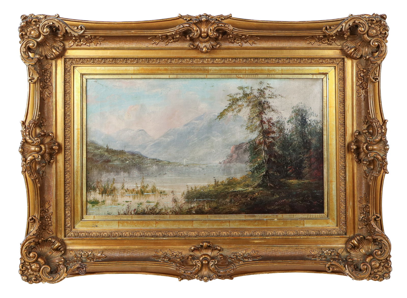 Gilt Framed Hudson River School Landscape Painting (1 of 12)