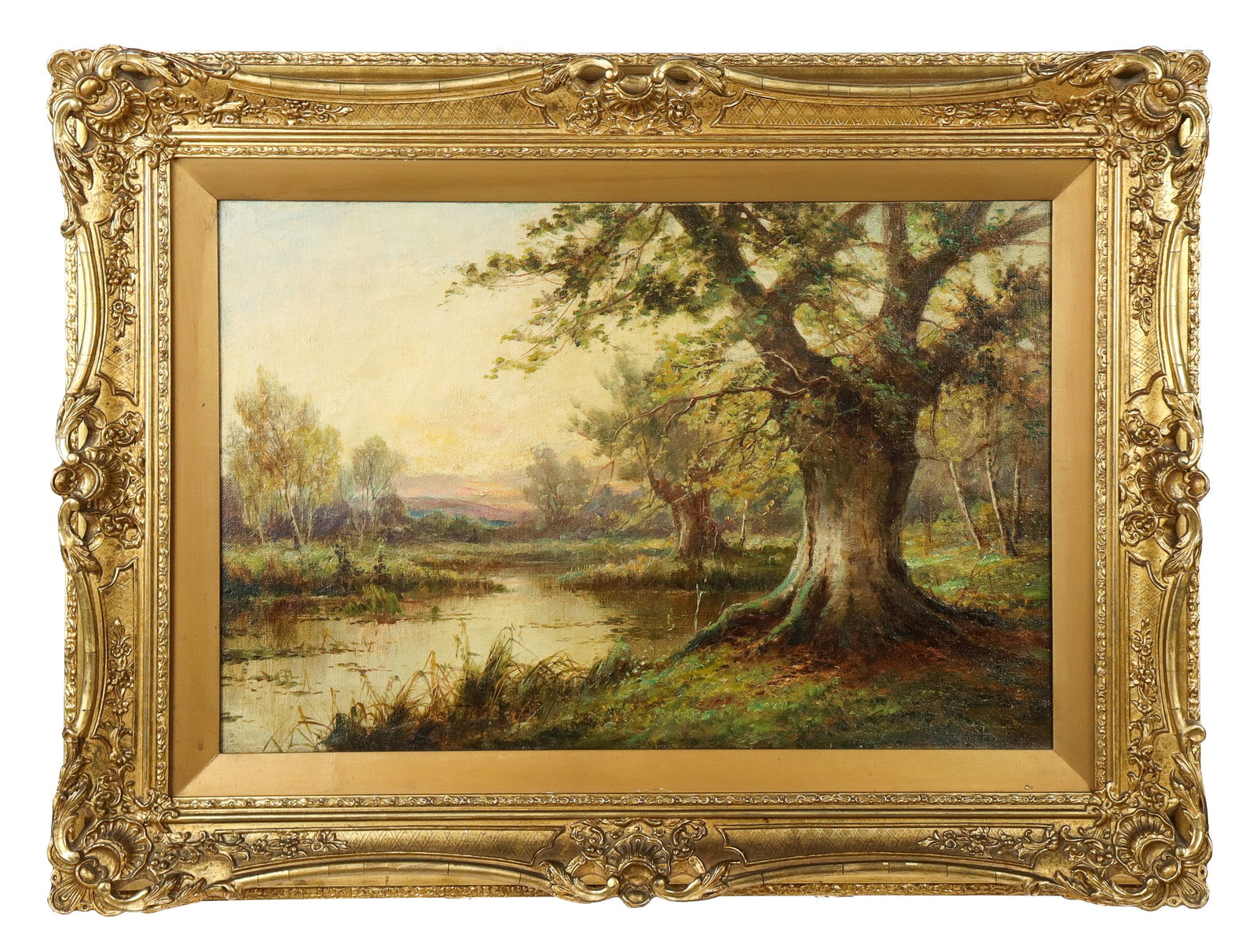 Gilt Framed River Landscape with Trees (1 of 8)