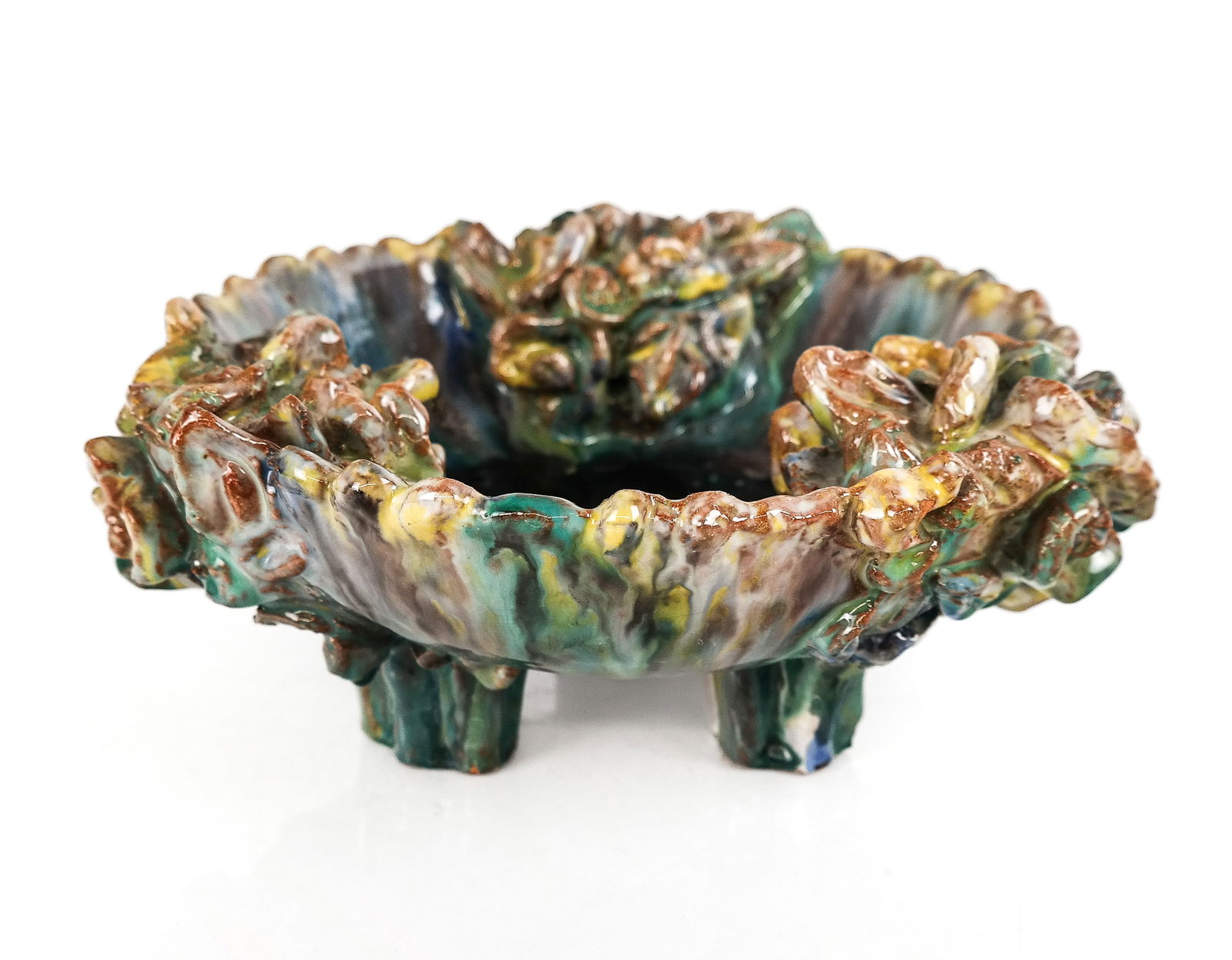 Austrian Jugendstil Majolica Center Bowl (1 of 9)