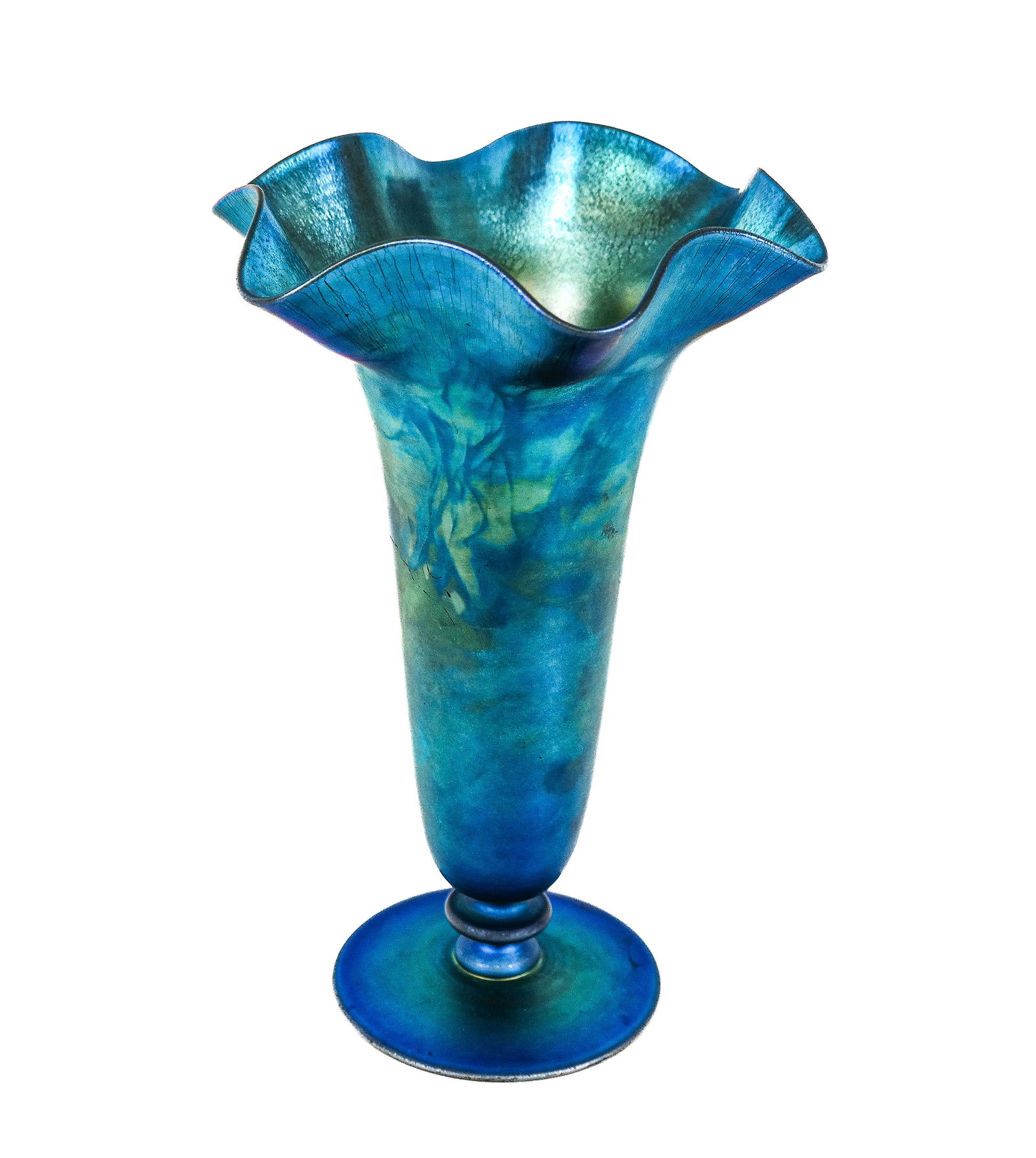 Steuben Blue Aurene Iridescent Vase (1 of 11)