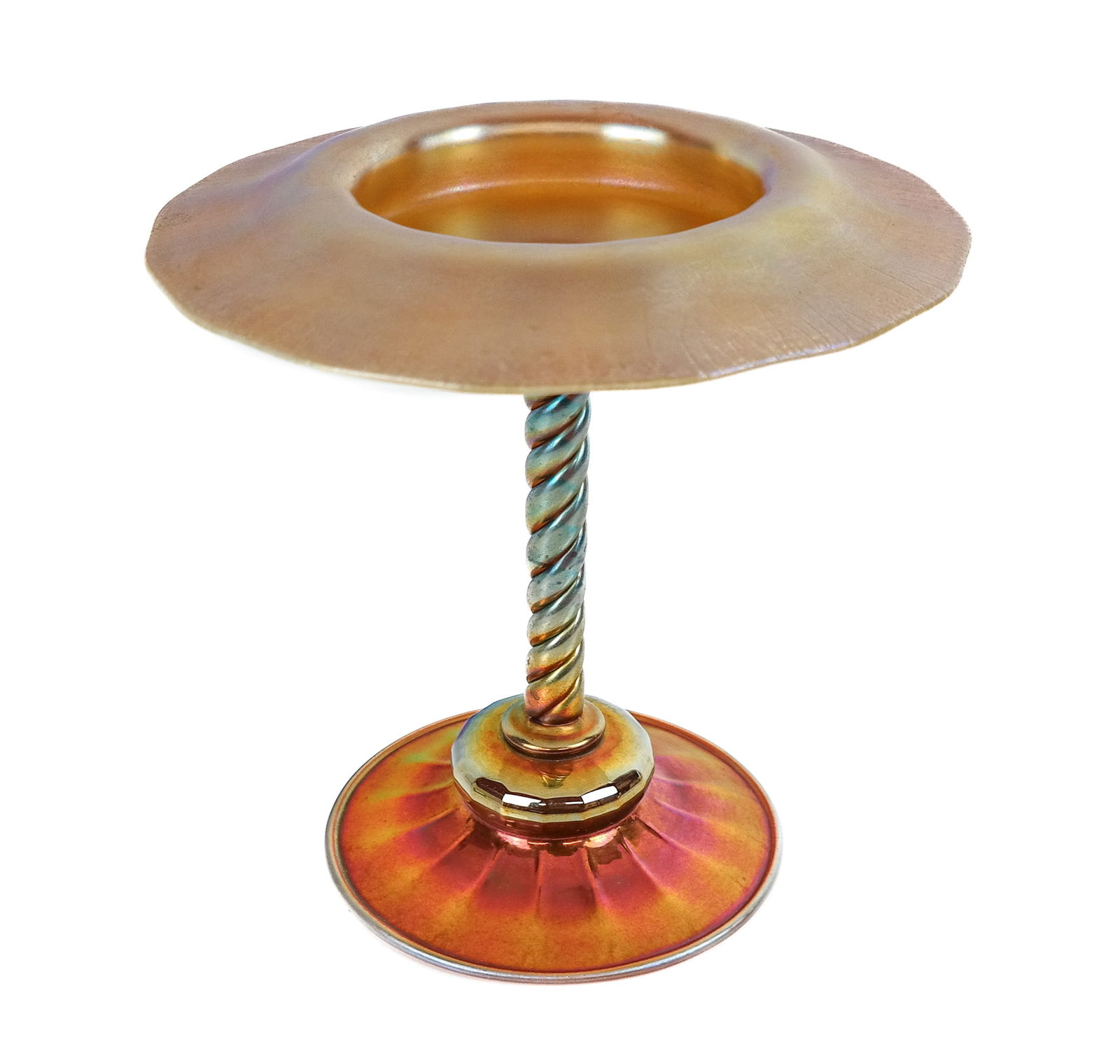 Rare Steuben Gold Calcite Iridescent Compote (1 of 8)