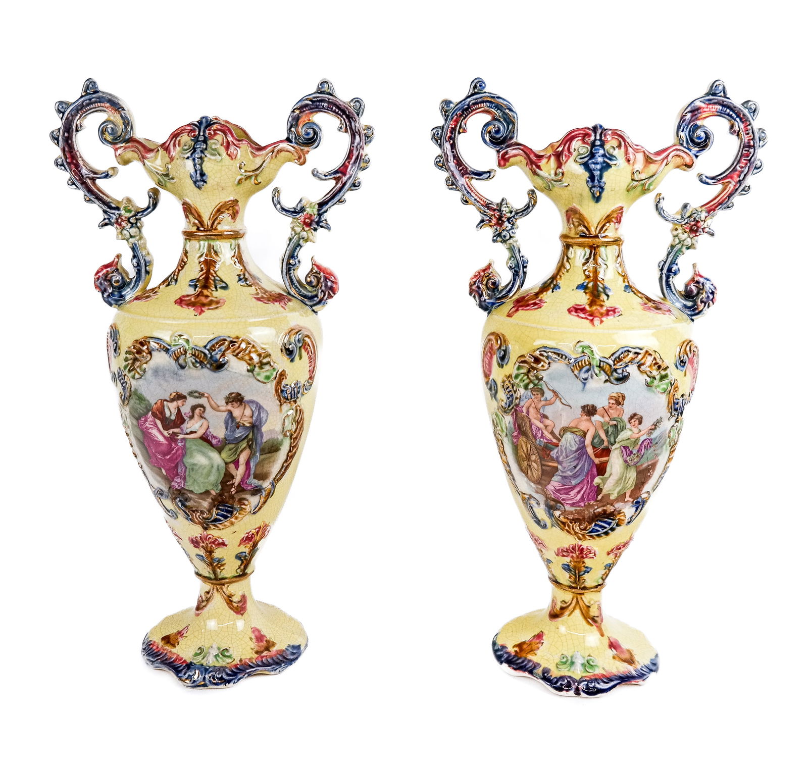 Pair of Hand-Decorated Allegorical Urns (1 of 14)