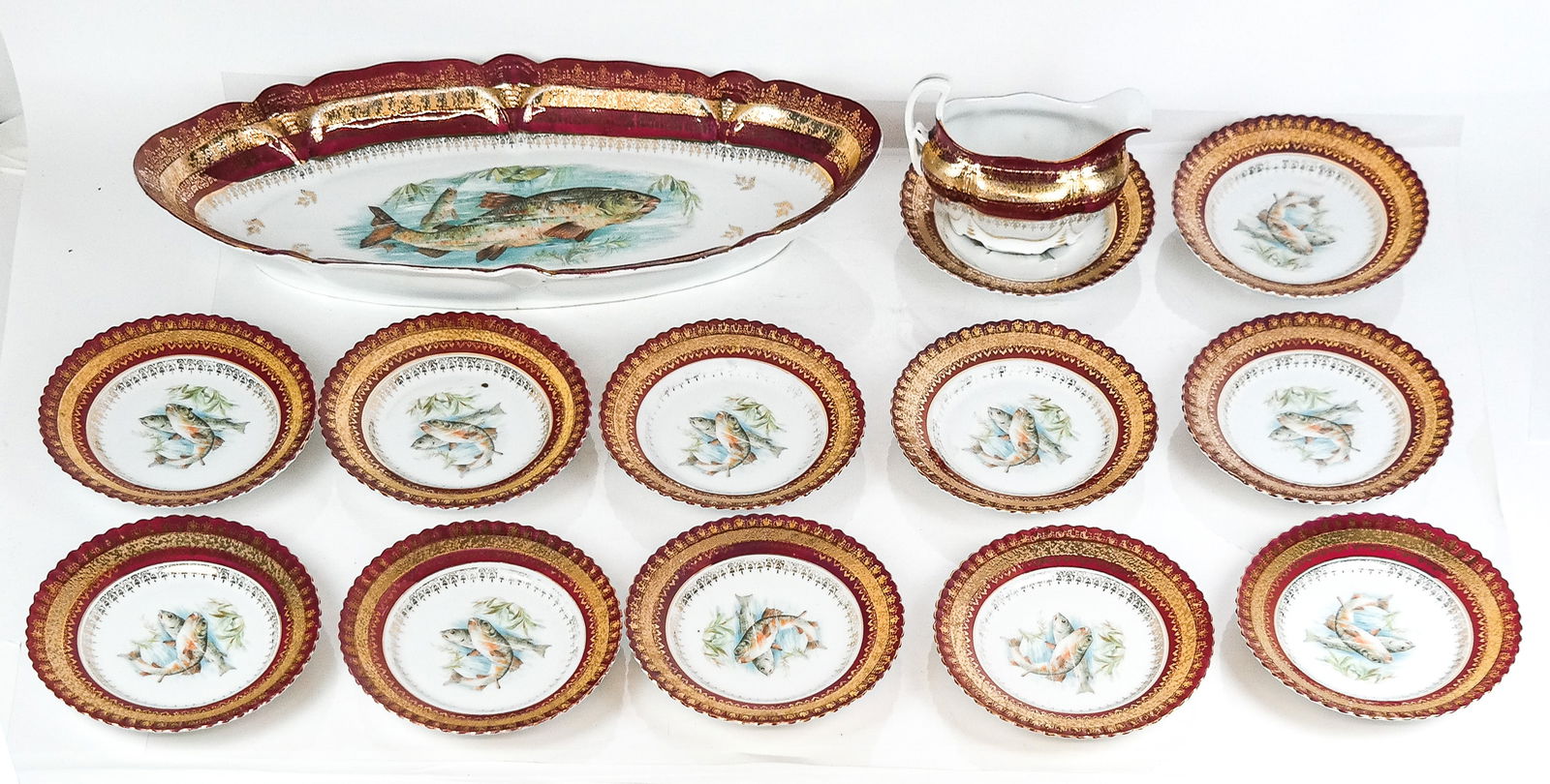 Antique Porcelain Fish Service, 14 (1 of 17)