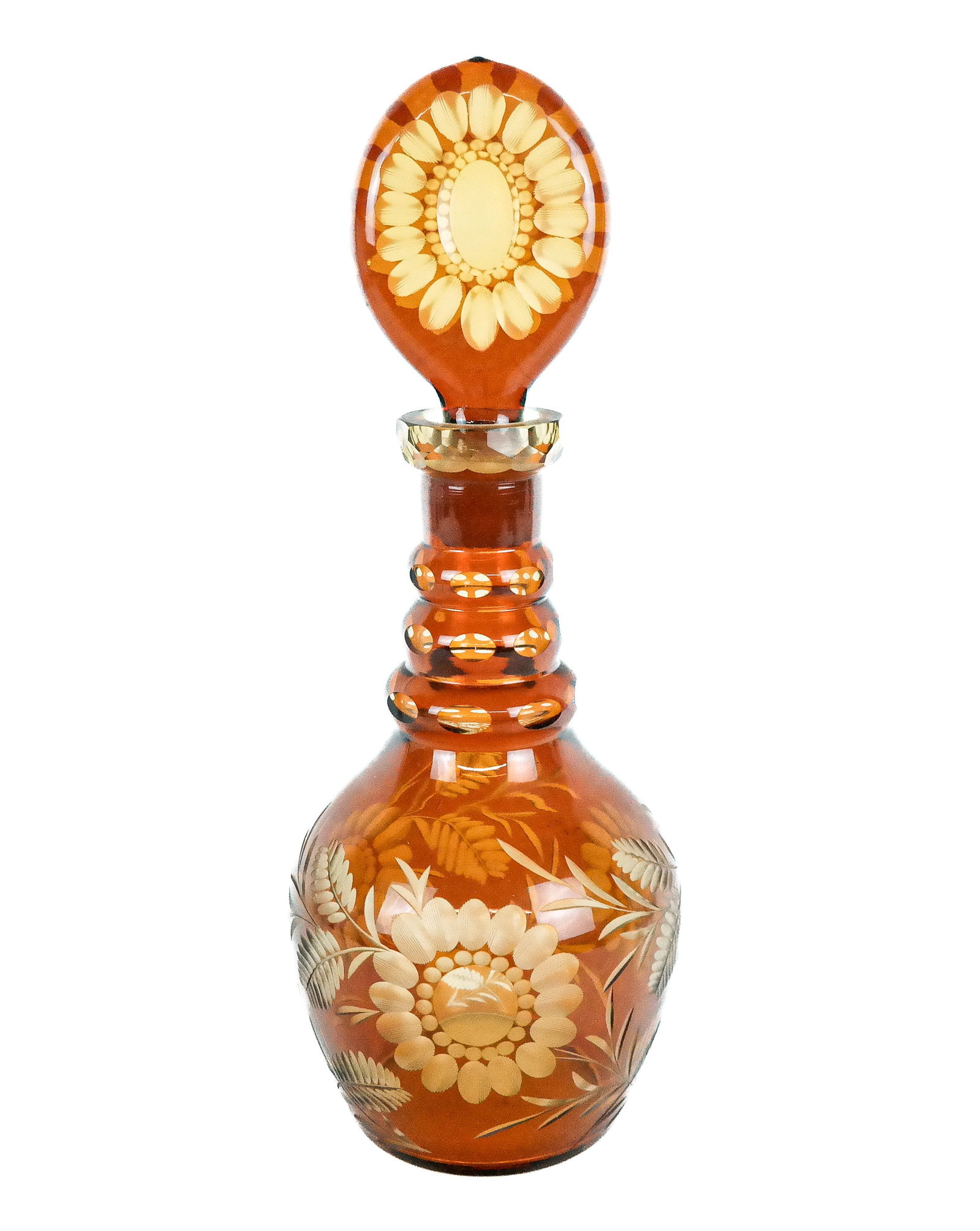 Bohemian Amber Cut to Clear Decanter (1 of 12)