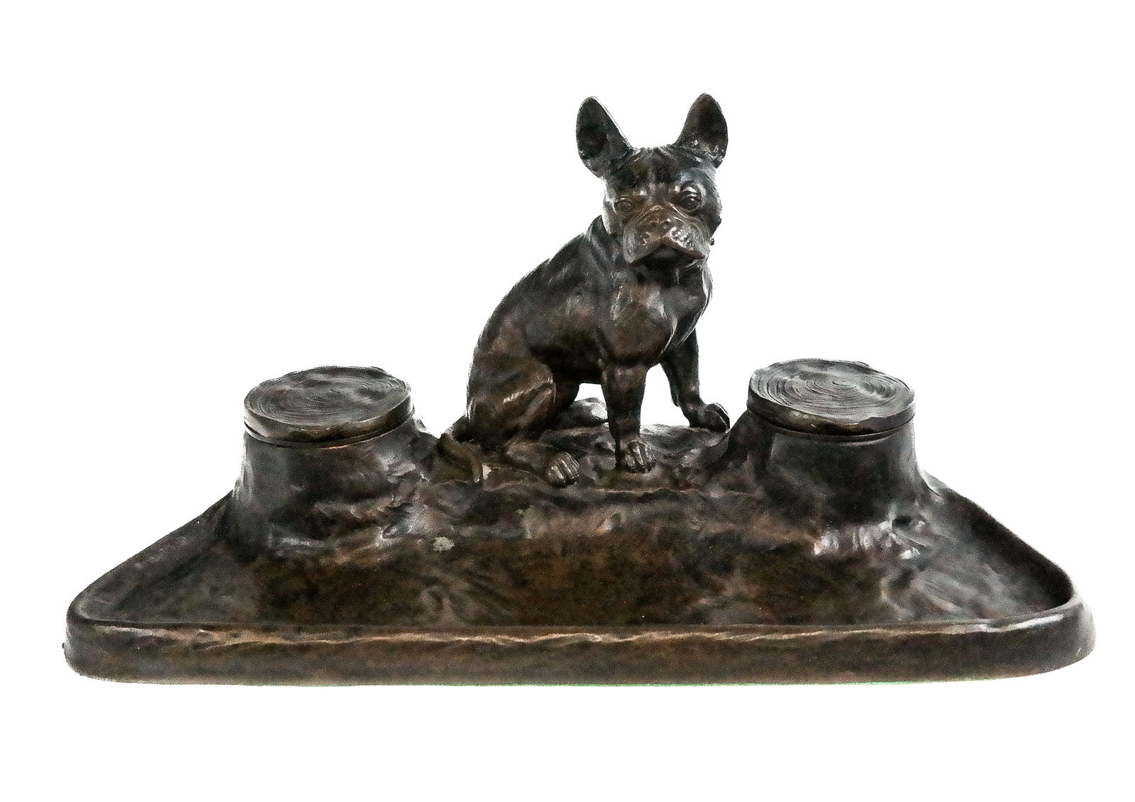 Bronze French Bulldog Double Inkwell (1 of 9)