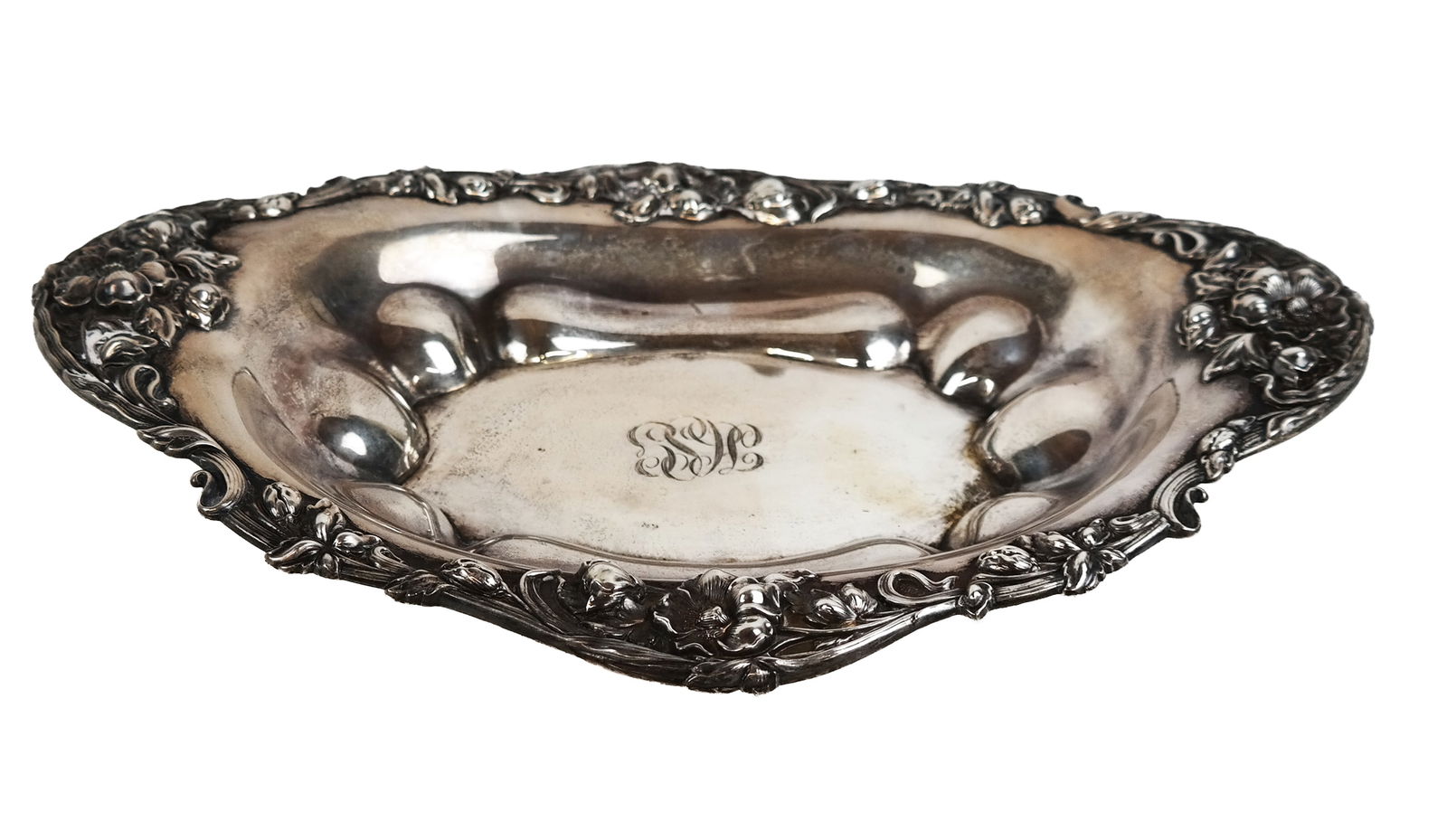 Sterling Silver Repousse Bread Tray (1 of 9)